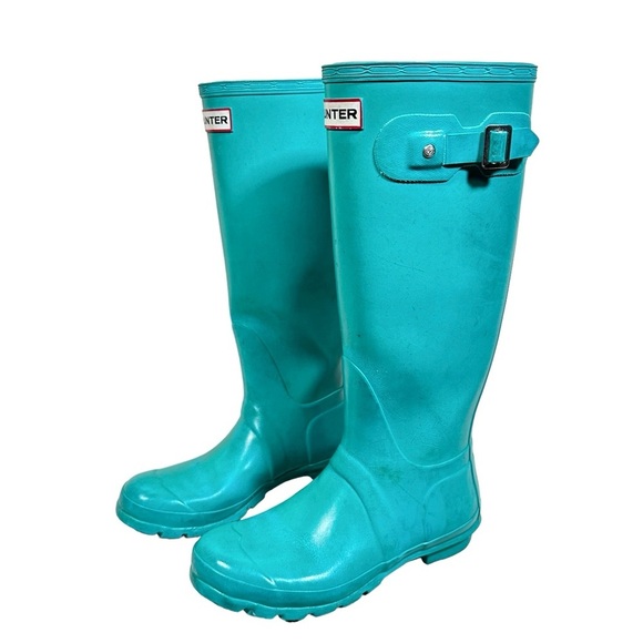 HUNTER Original Tall Rain Boots in Turquoise - Picture 2 of 11